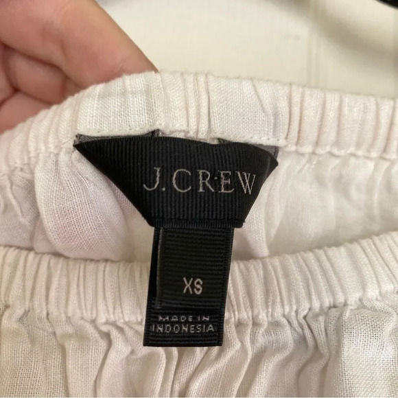 J Crew Linen Mini Dress White Rainbow Stripe Off Shoulder Size XS - Picture 5 of 9